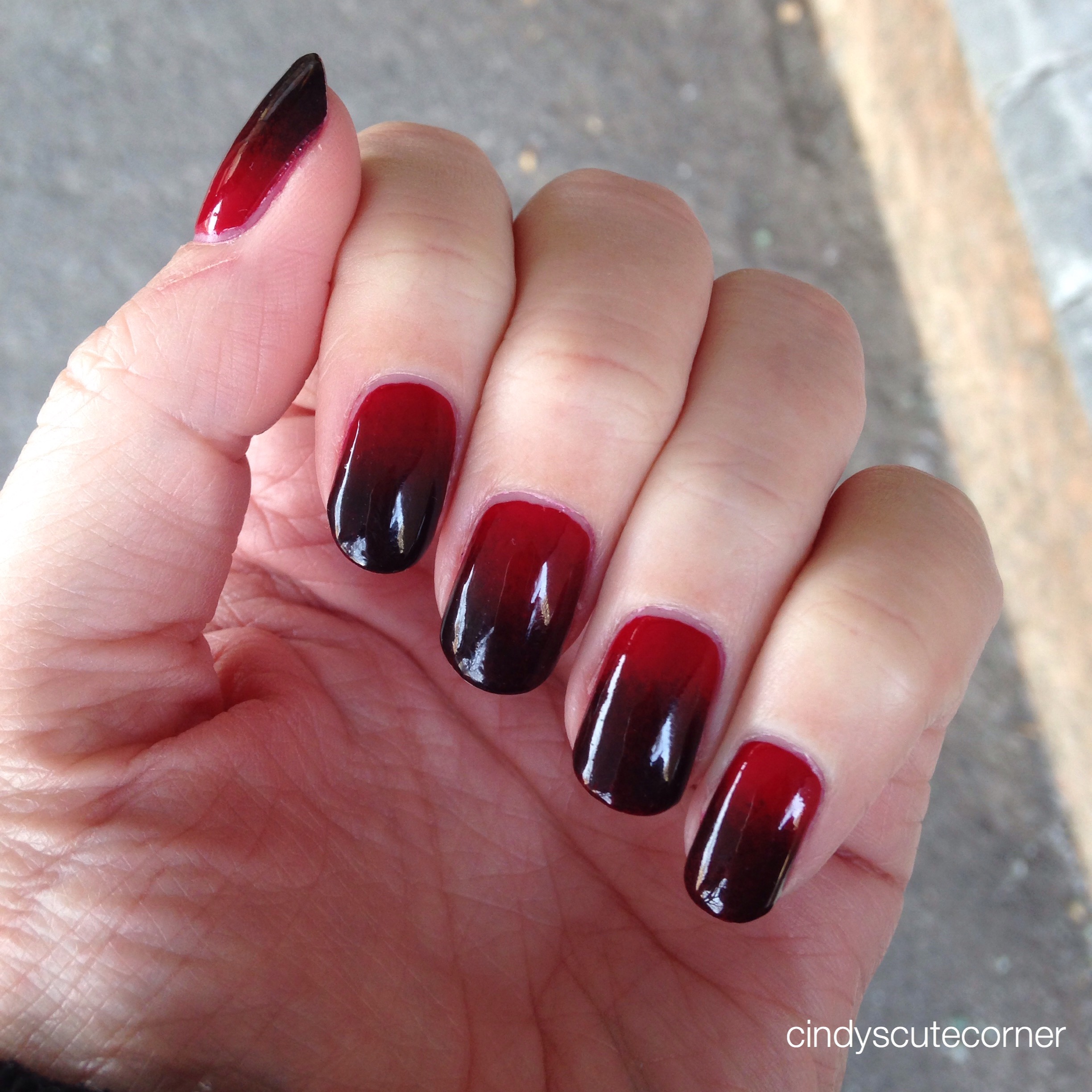 Black and Red Gradient Nails - Cindy's Cute Corner