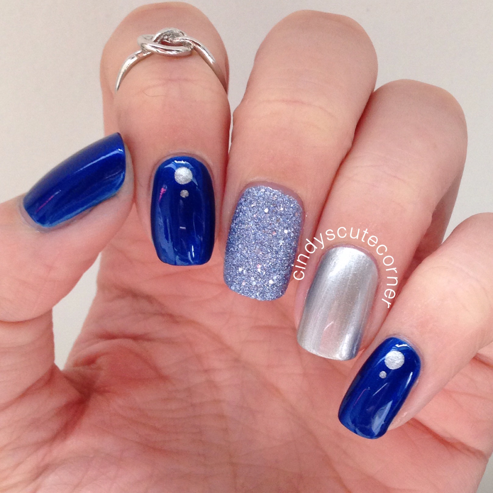 Blue and Silver Nails - Cindy's Cute Corner